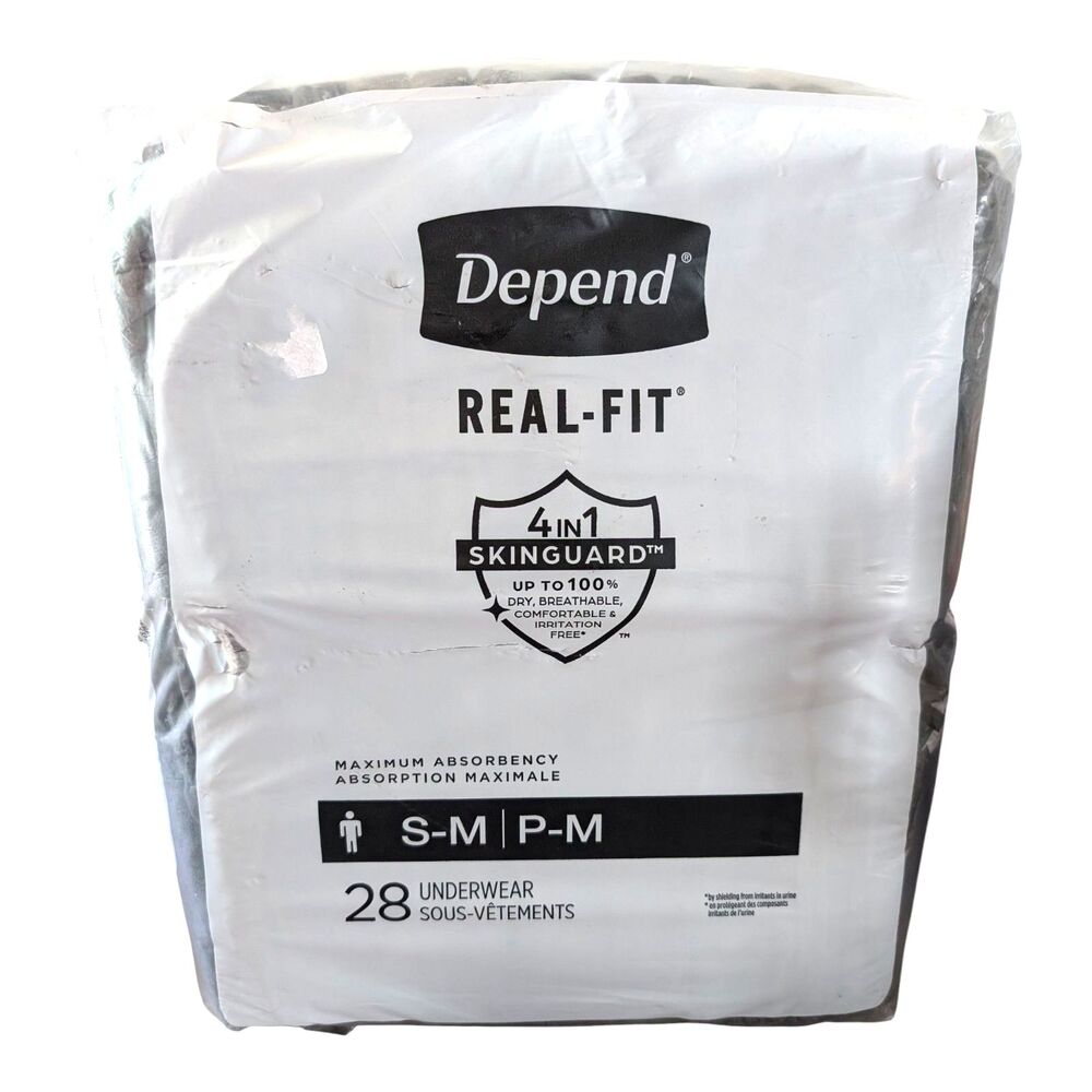 Depend Real Fit Incontinence Briefs Men Maximum Absorbency Size S/M New